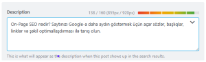 meta description, on page seo nədir